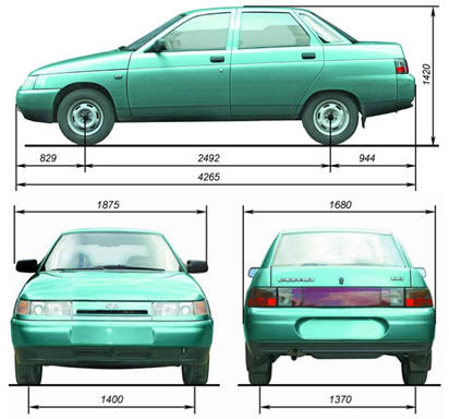 Габаритные размеры автомобиля ВАЗ–2110
