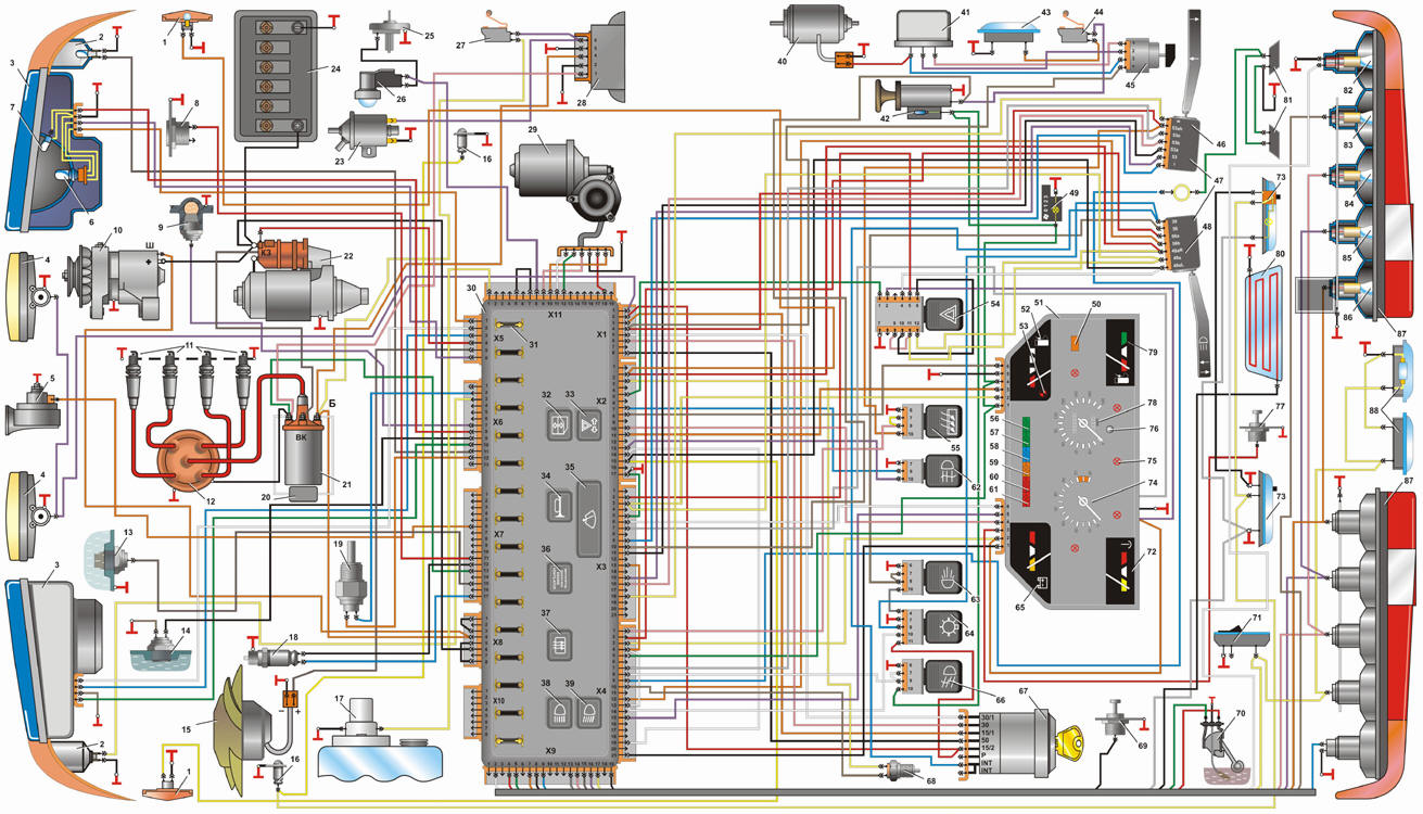 Схема электрооборудования автомобиля "Москвич" мод. 21412–01 и 214122