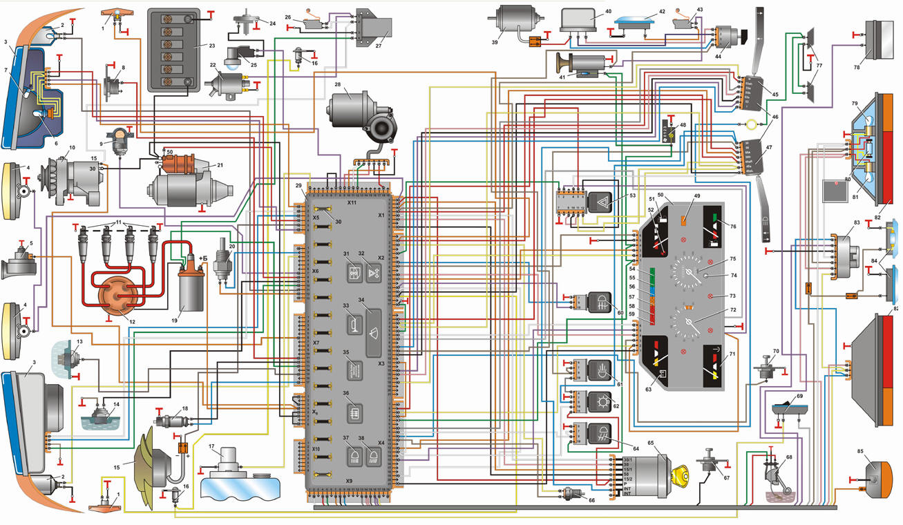 Схема электрооборудования автомобиля «Москвич» мод. 2335